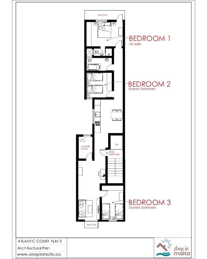 F3 Room 3, Private Room Two Single Beds Shared Bathroom Msida Extérieur photo